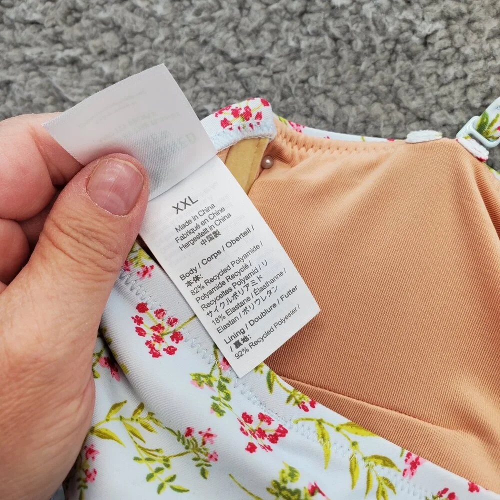 J. Crew cloud meadow blue floral Knot bandeau bikini‎ top